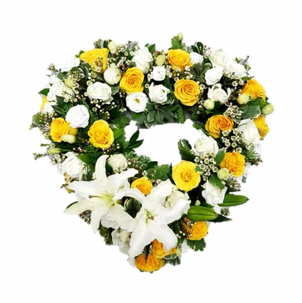 Elegant Heart-Shaped Floral Wreath Coffin Topper | W504