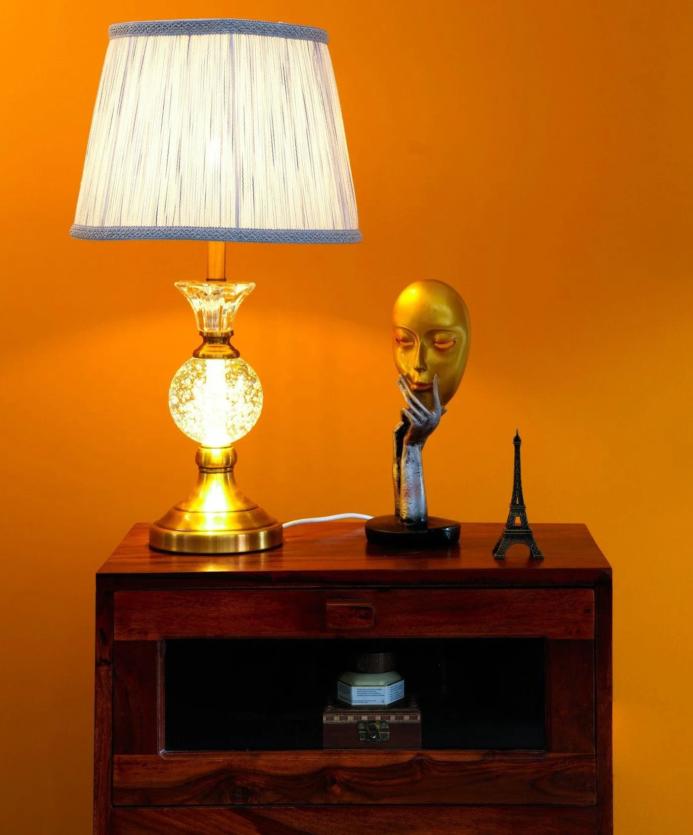 Elegant Vase Shaped Glass Table Lamp - Golden Shade| Classic Look