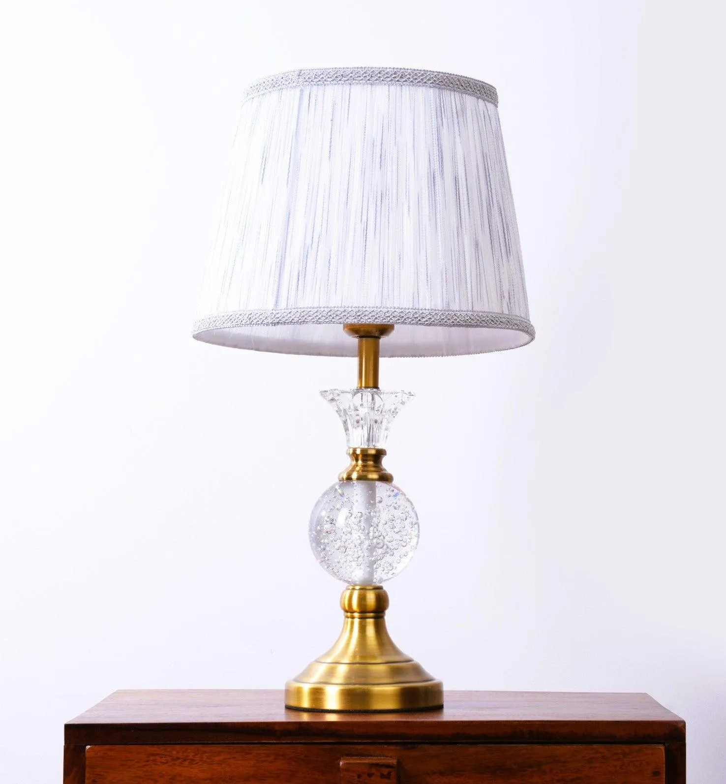 Elegant Vase Shaped Glass Table Lamp - Golden Shade| Classic Look