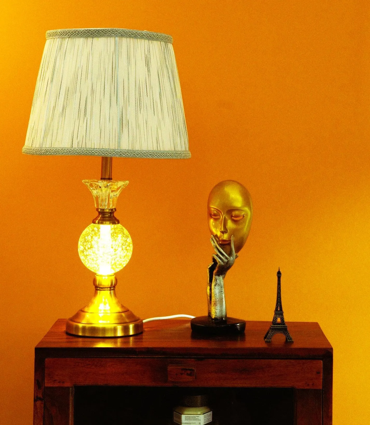 Elegant Vase Shaped Glass Table Lamp - Golden Shade| Classic Look