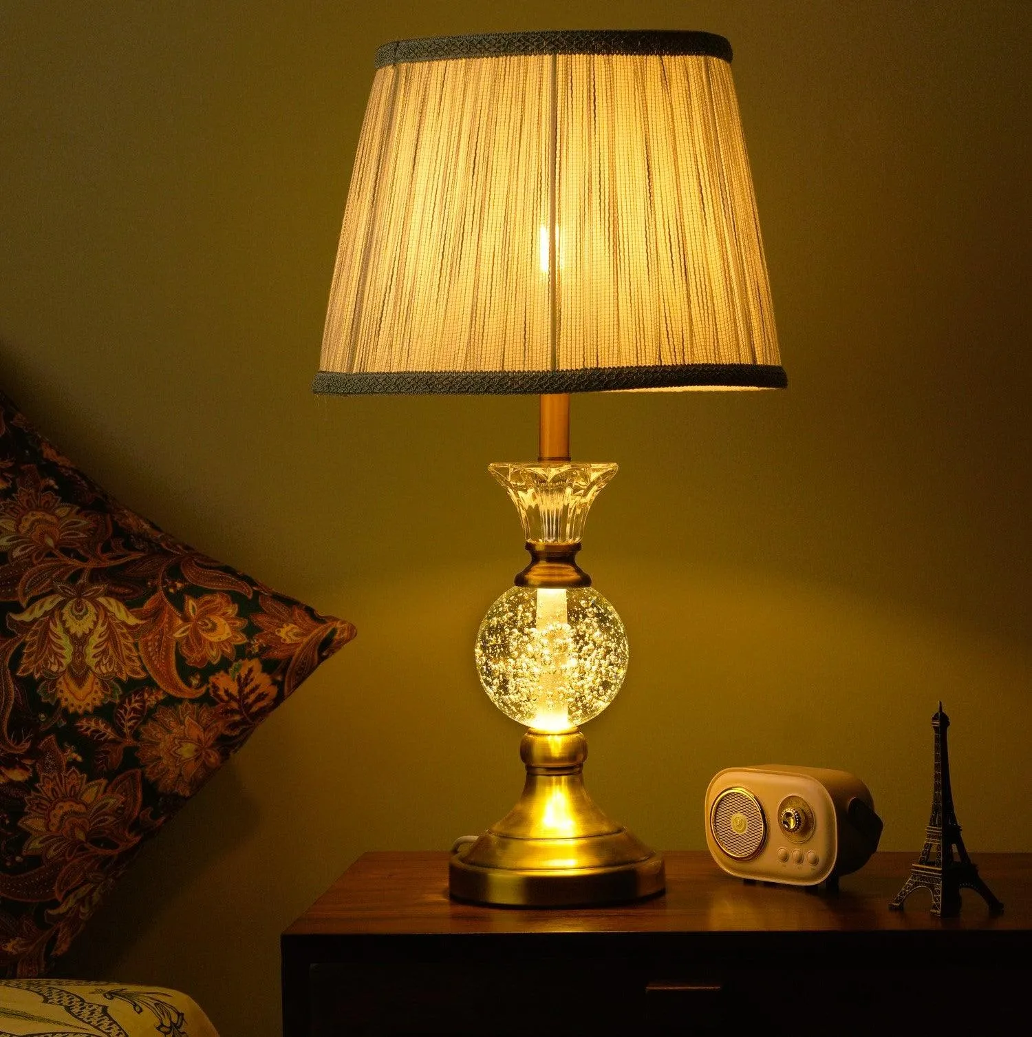 Elegant Vase Shaped Glass Table Lamp - Golden Shade| Classic Look