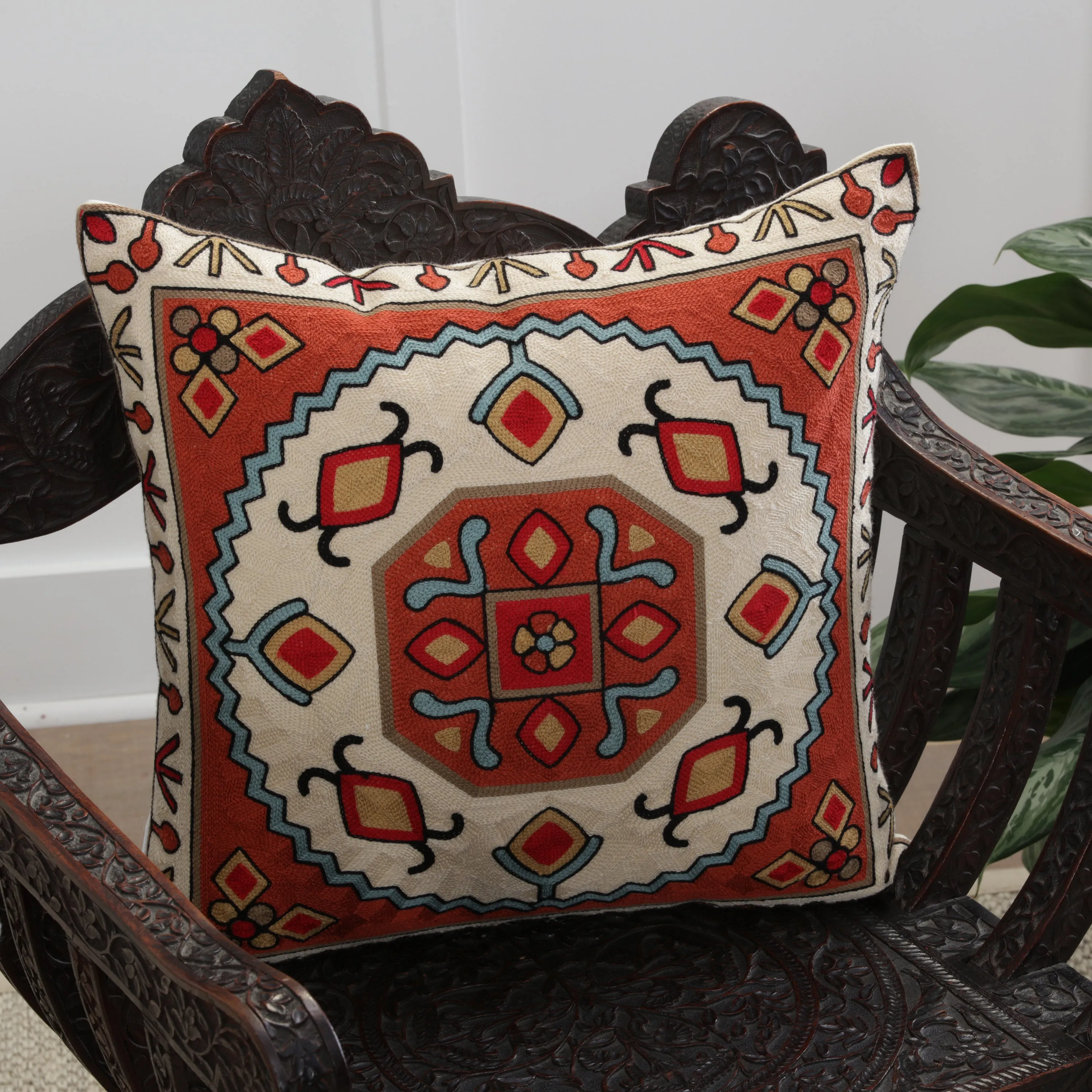 Embroidery Pillow #1 16.5-inch Throw Pillow