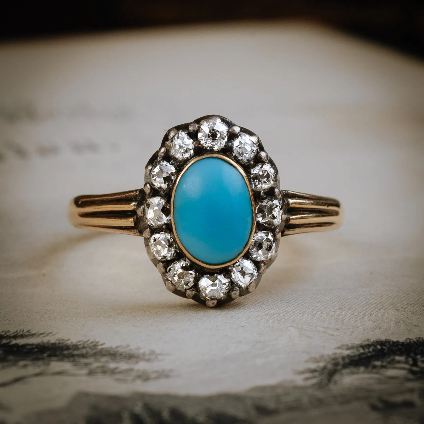 Enchanting and Rare Early Victorian Turquoise and Diamond Ring