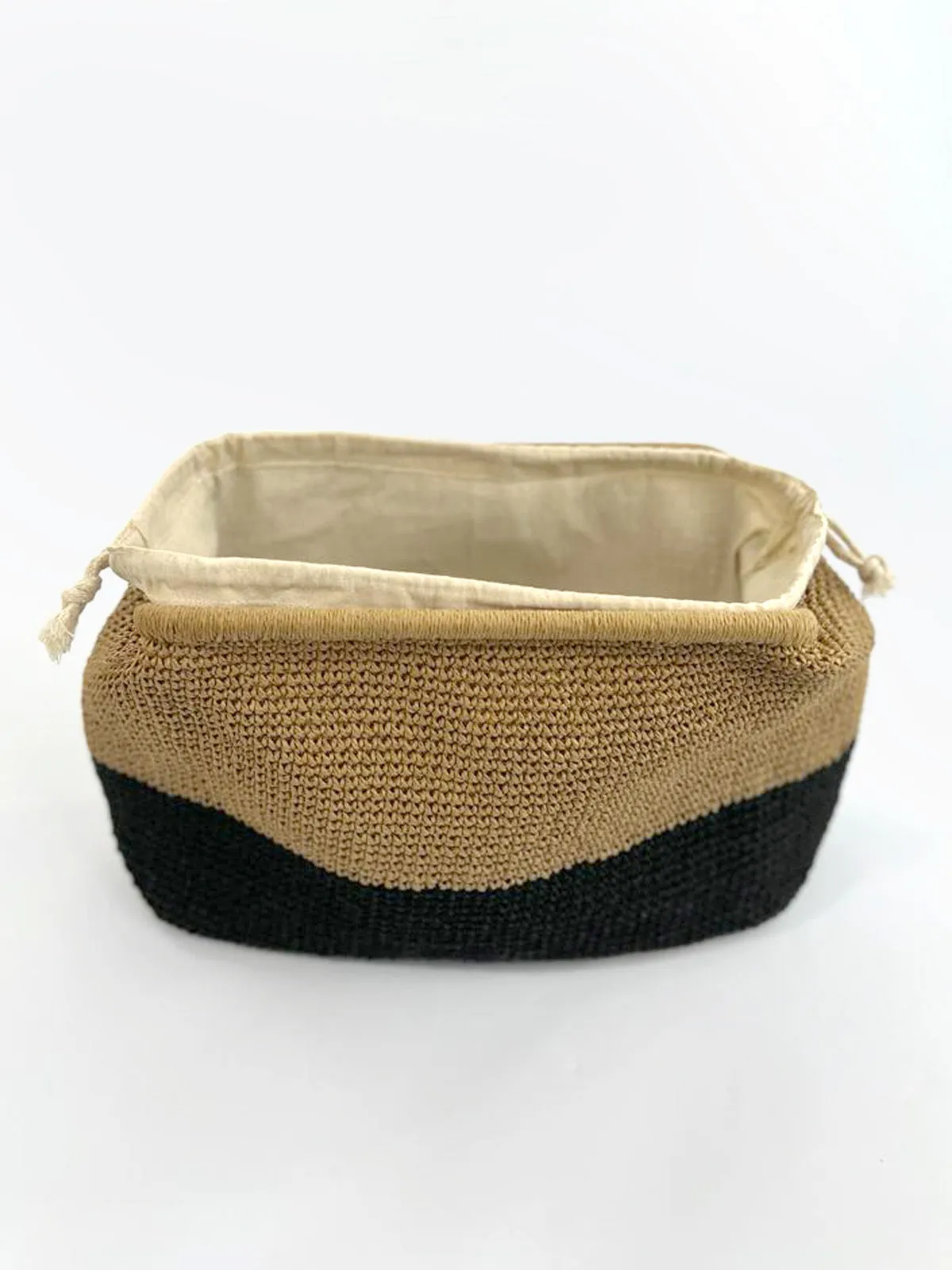 Extra Large Raffia Crochet Clutch Bag Black and Natural block