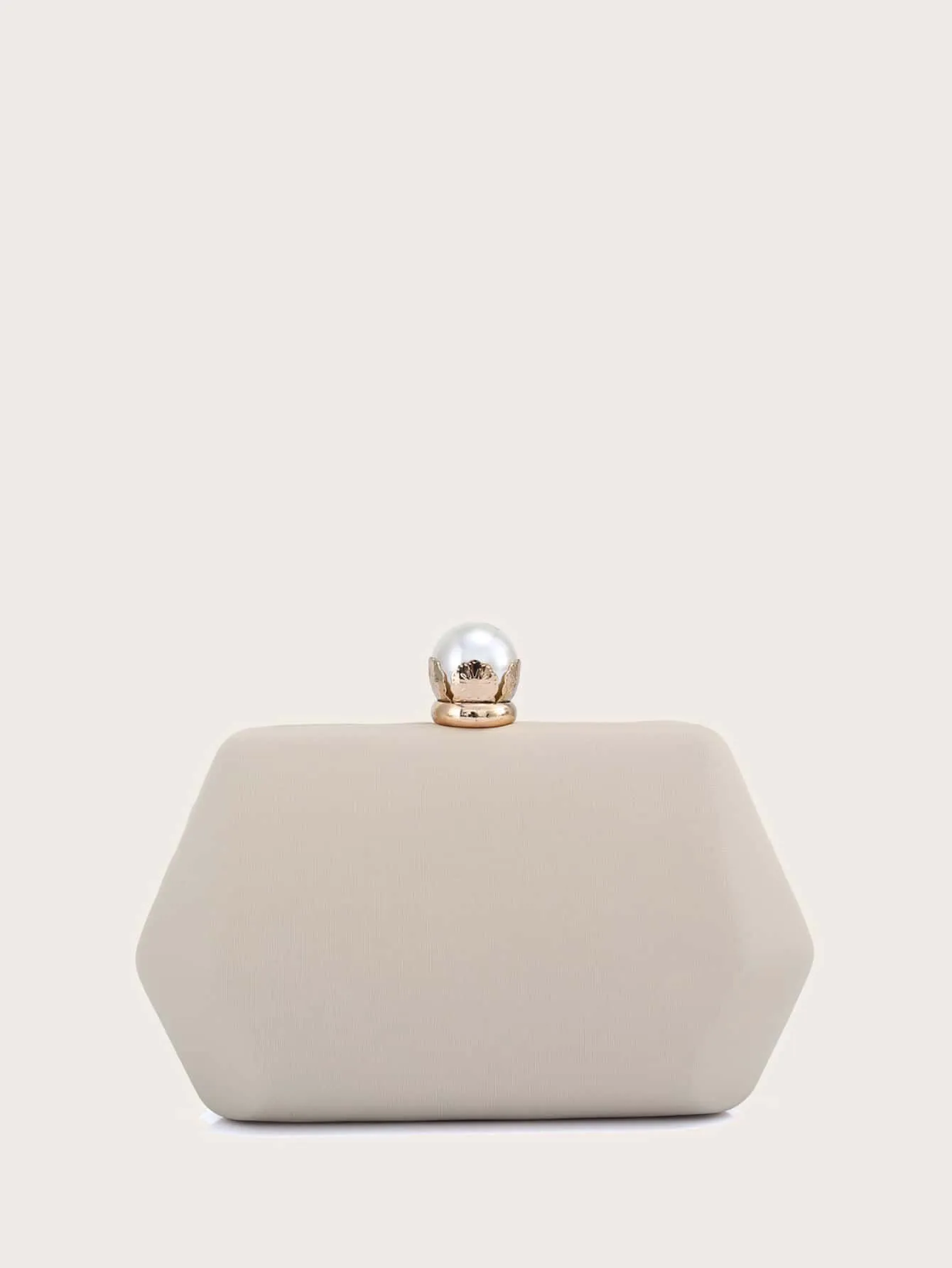 Faux Pearl Decor Box Clutch Bag