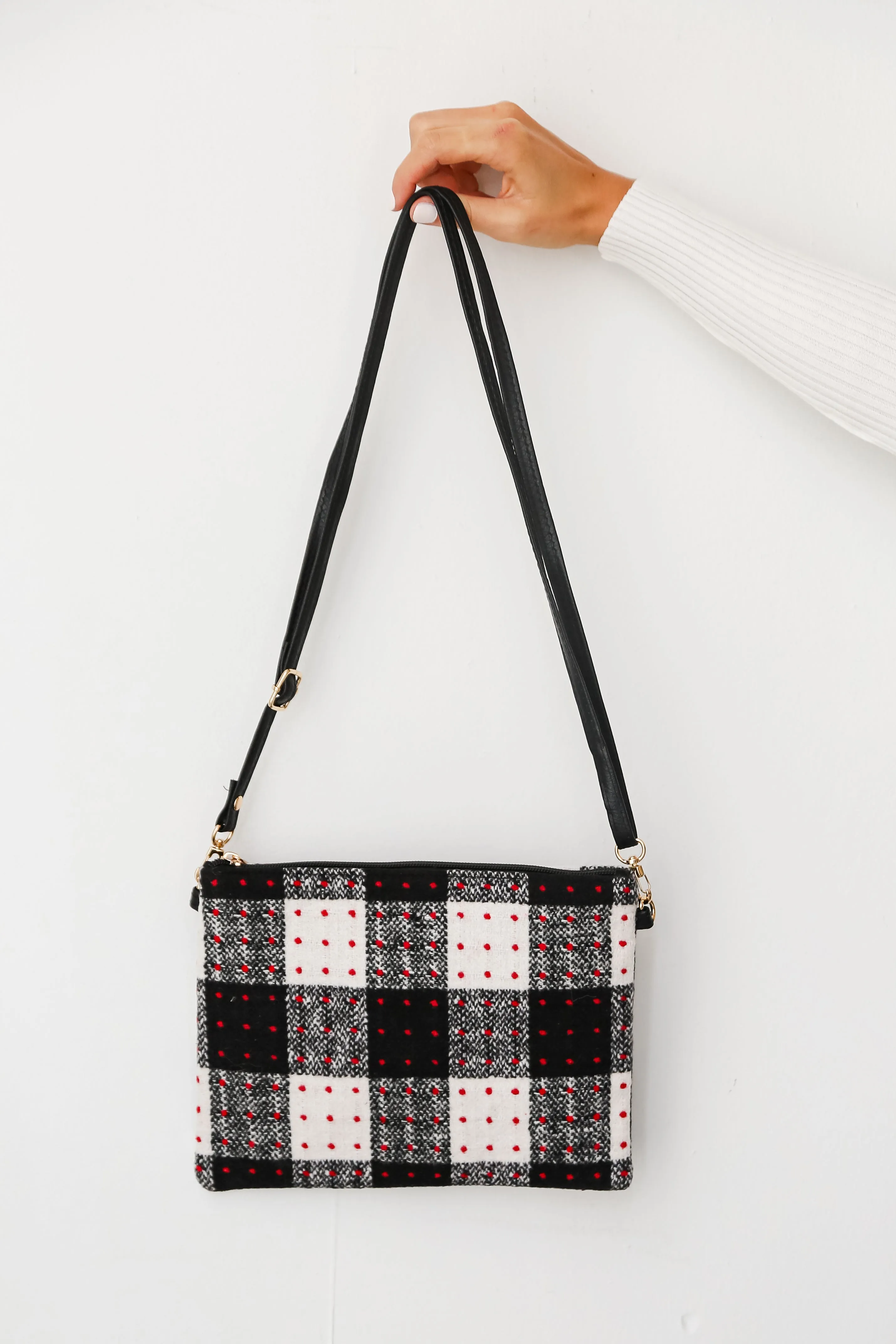 FINAL SALE - All The Feels Black Plaid Crossbody Bag - DOORBUSTER