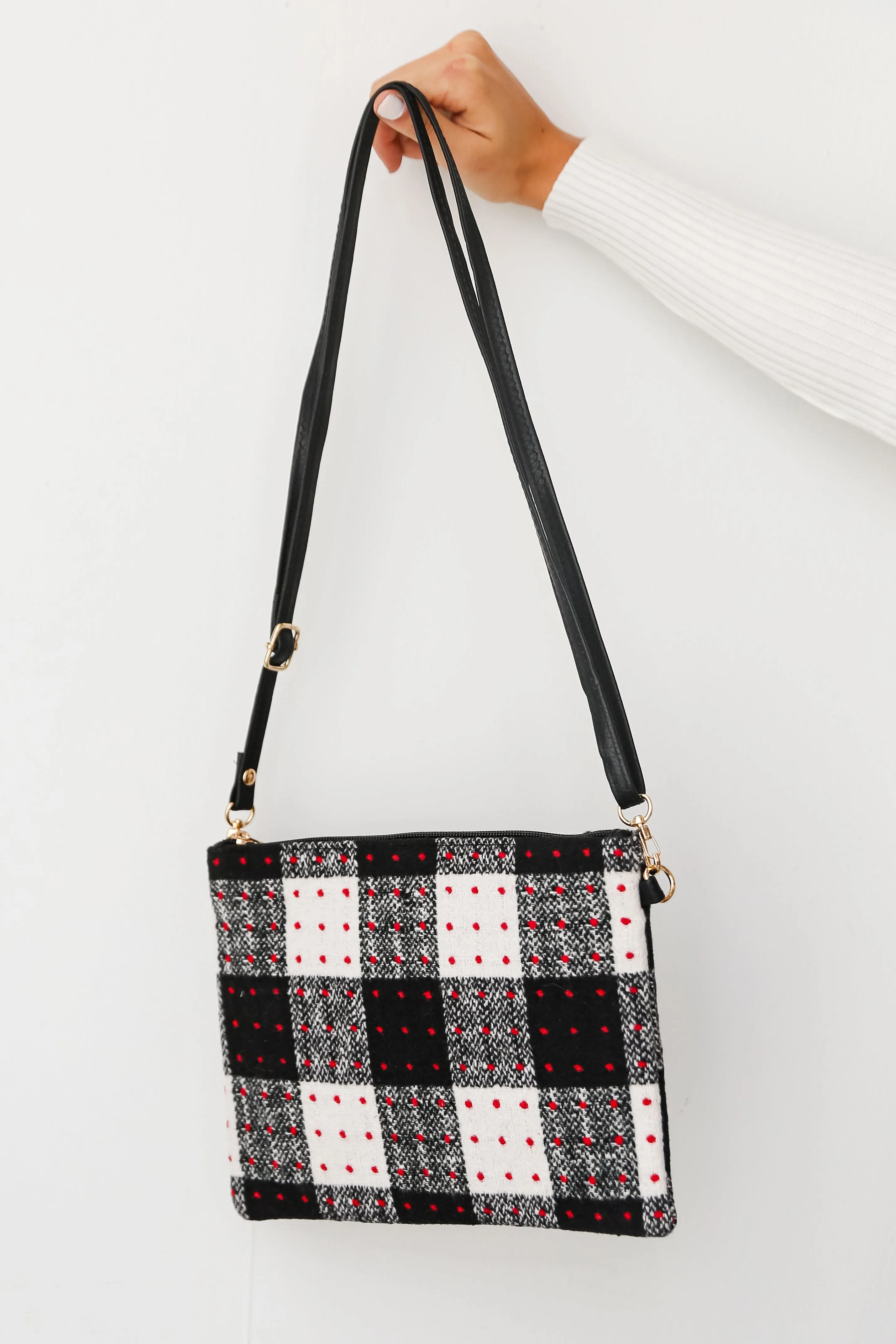 FINAL SALE - All The Feels Black Plaid Crossbody Bag - DOORBUSTER