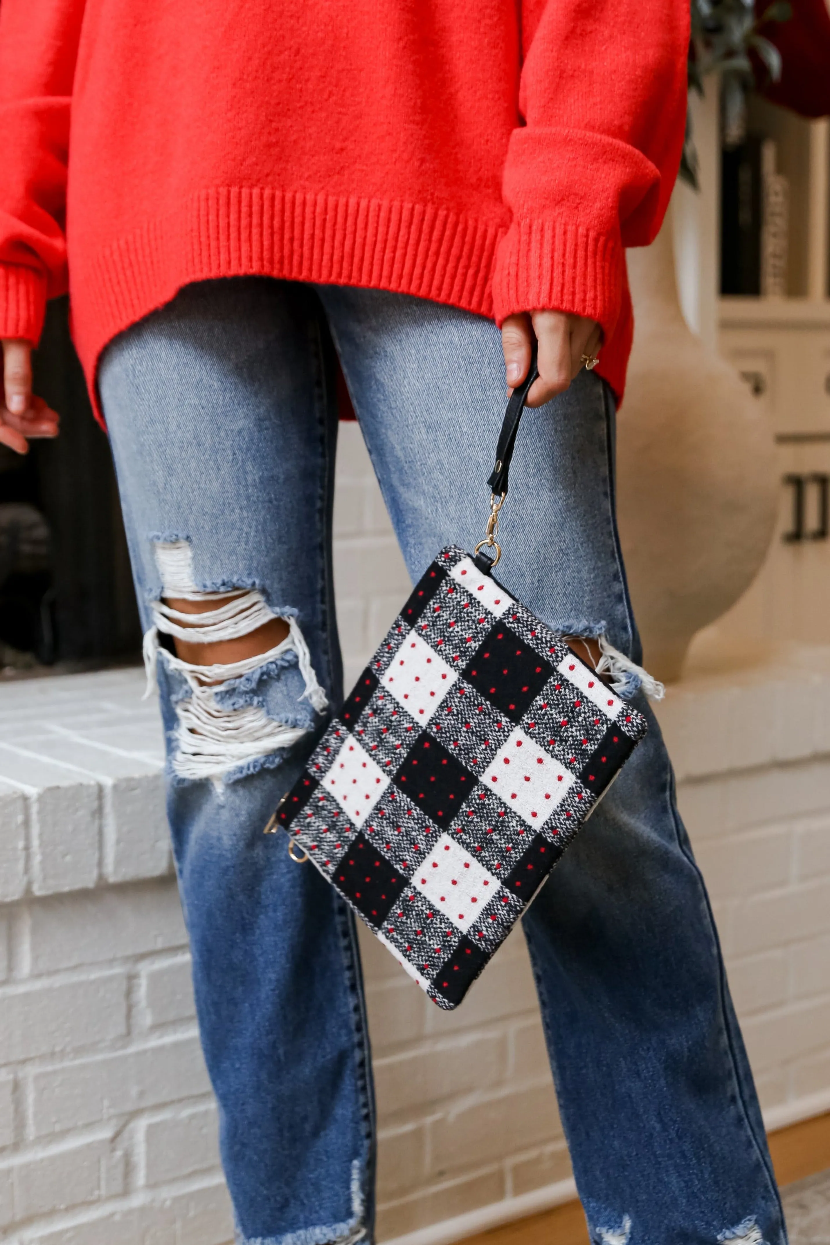 FINAL SALE - All The Feels Black Plaid Crossbody Bag - DOORBUSTER