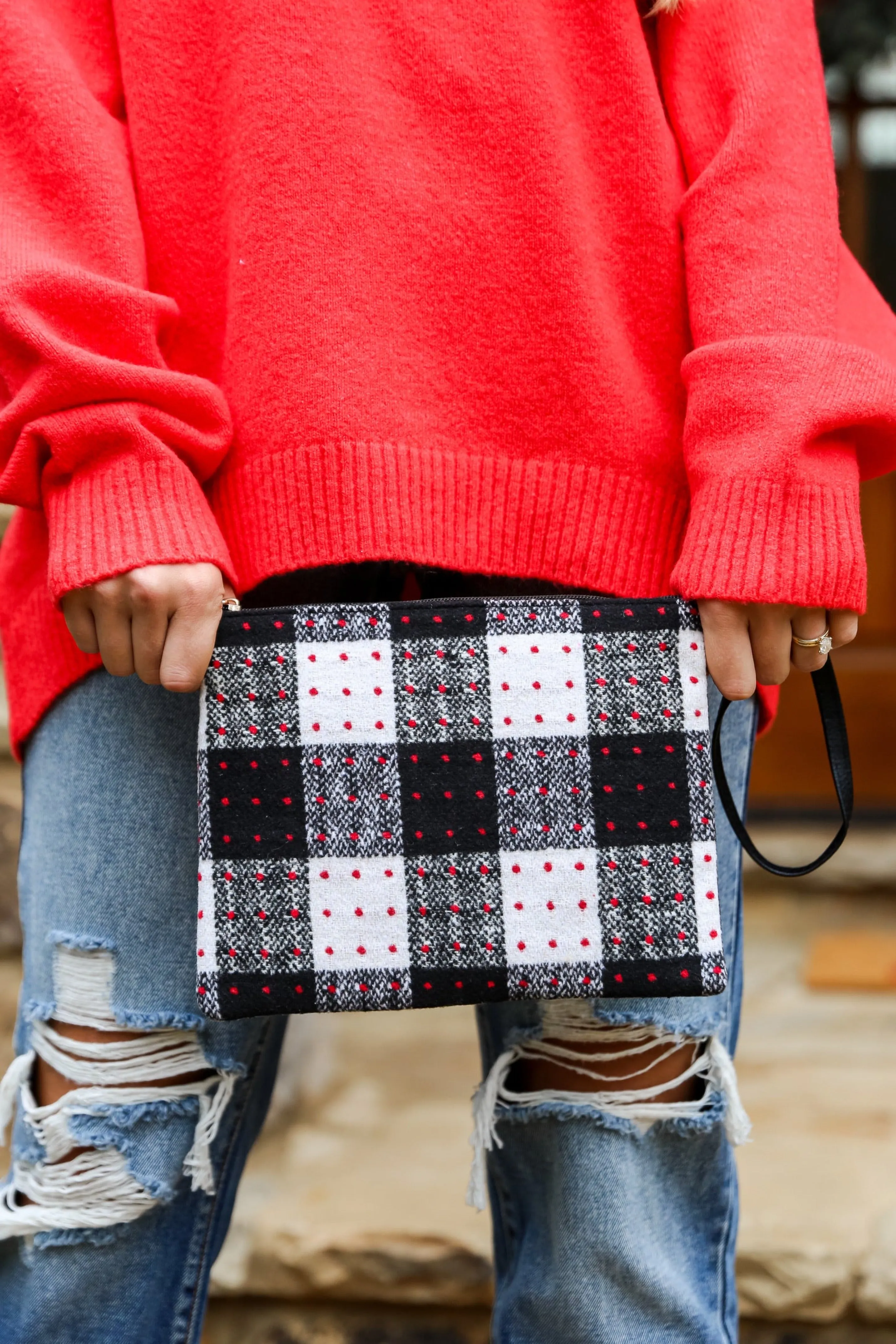 FINAL SALE - All The Feels Black Plaid Crossbody Bag - DOORBUSTER