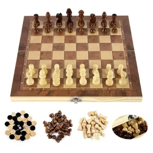 Foldable Wooden Chess Set Board Game-Foldable Chess Set