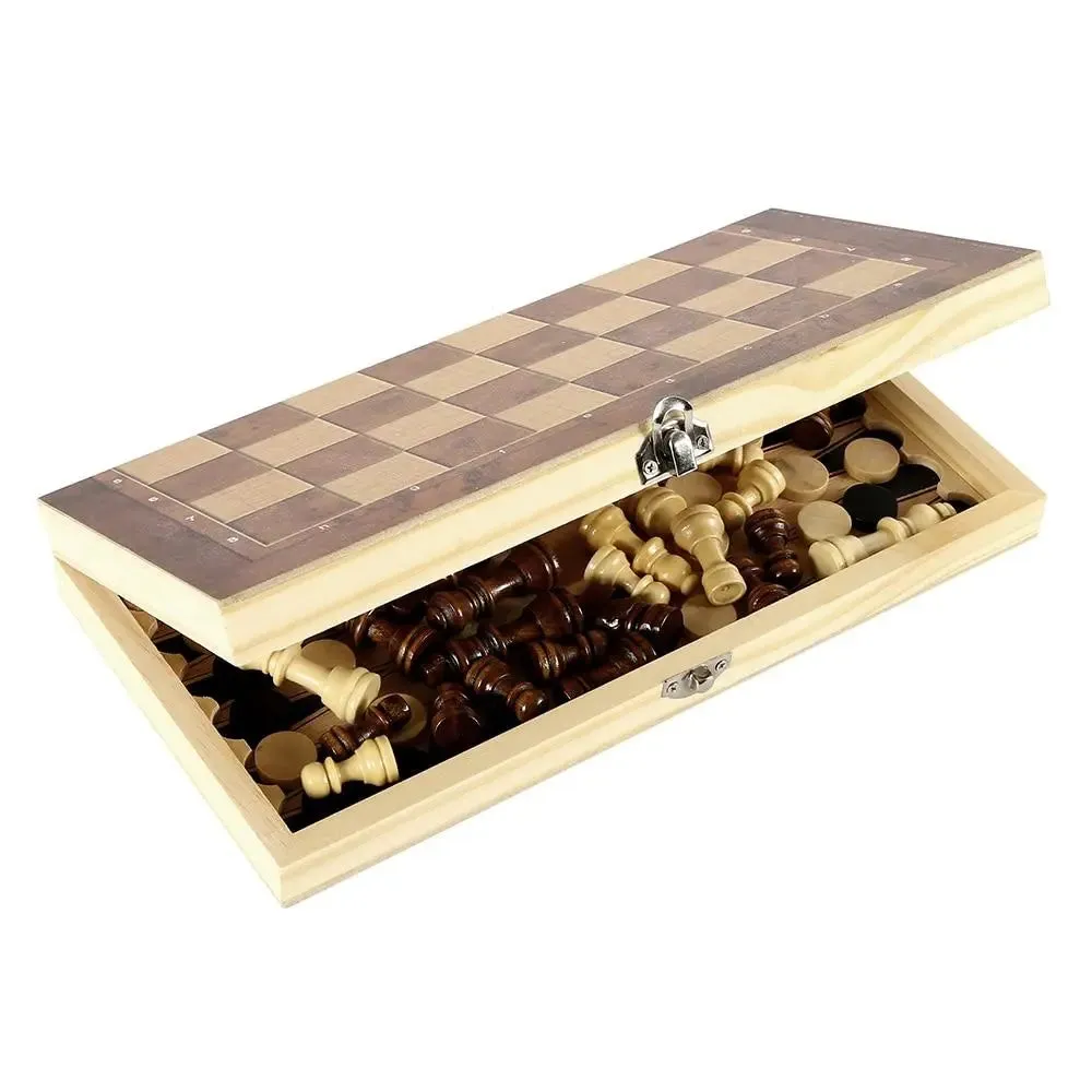 Foldable Wooden Chess Set Board Game-Foldable Chess Set