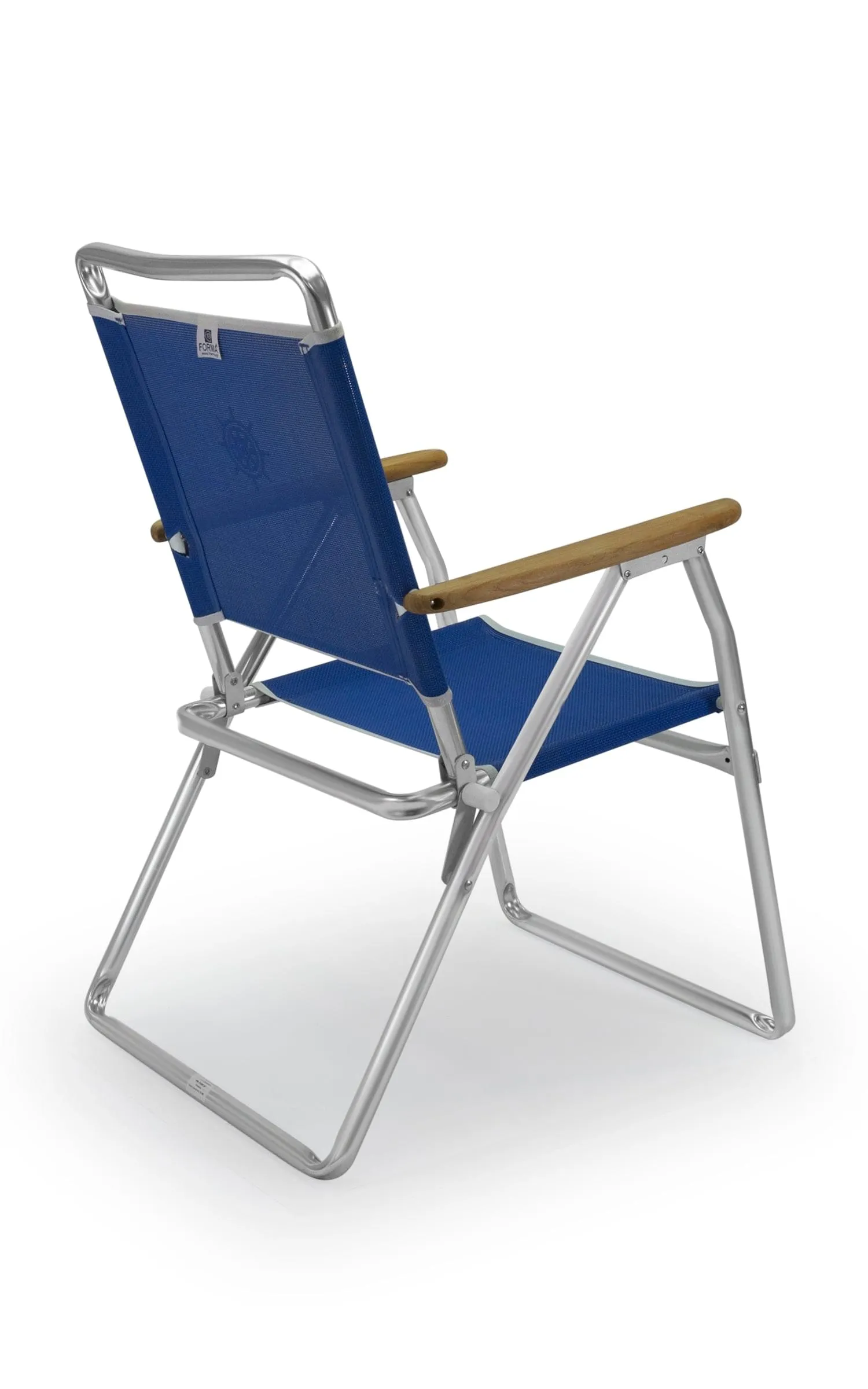 Folding Aluminum Outdoor Chair with Teak Armrests-Textilene Fabric-PA160T