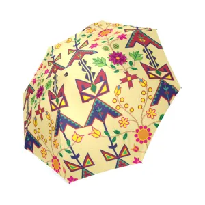 Geometric Floral Spring-Vanilla Foldable Umbrella