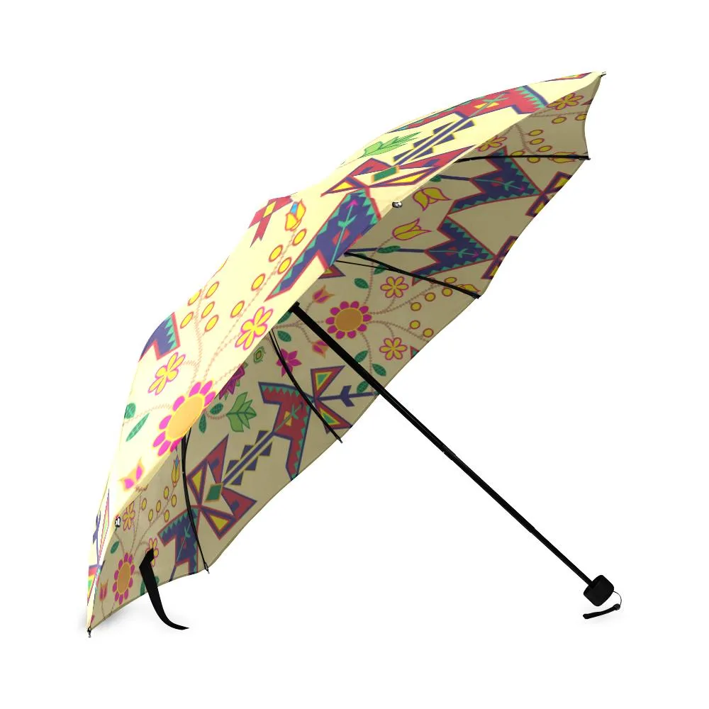 Geometric Floral Spring-Vanilla Foldable Umbrella