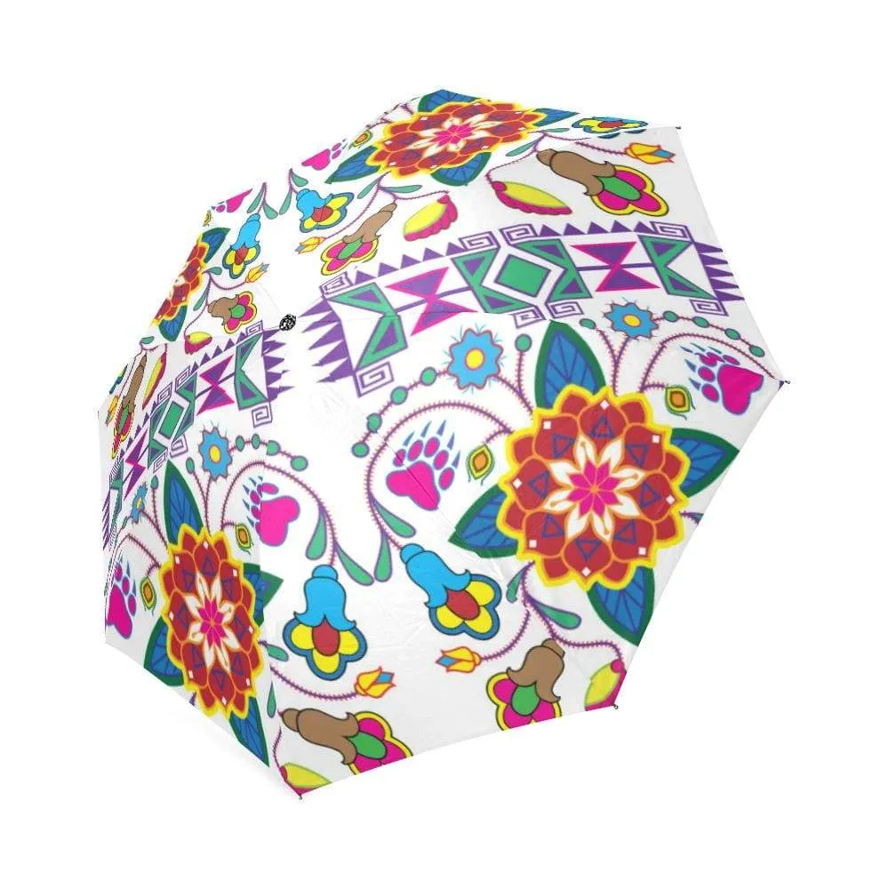 Geometric Floral Winter-White Foldable Umbrella