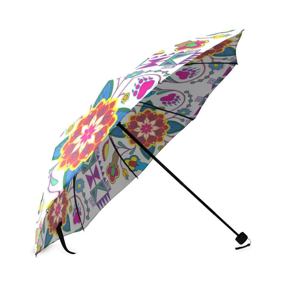 Geometric Floral Winter-White Foldable Umbrella