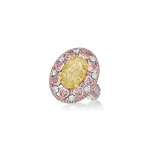 GIA Certified 6.07CT Fancy Intense Yellow Diamond Ring