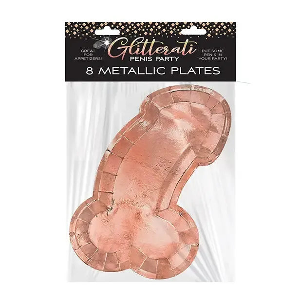 Glitterati Penis Party Rose Gold Plates 8-Pack