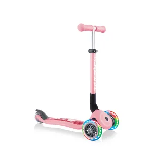 Globber Junior Foldable Fantasy Lights Scooter - Pastel Pink / Flowers (2y - 6y)