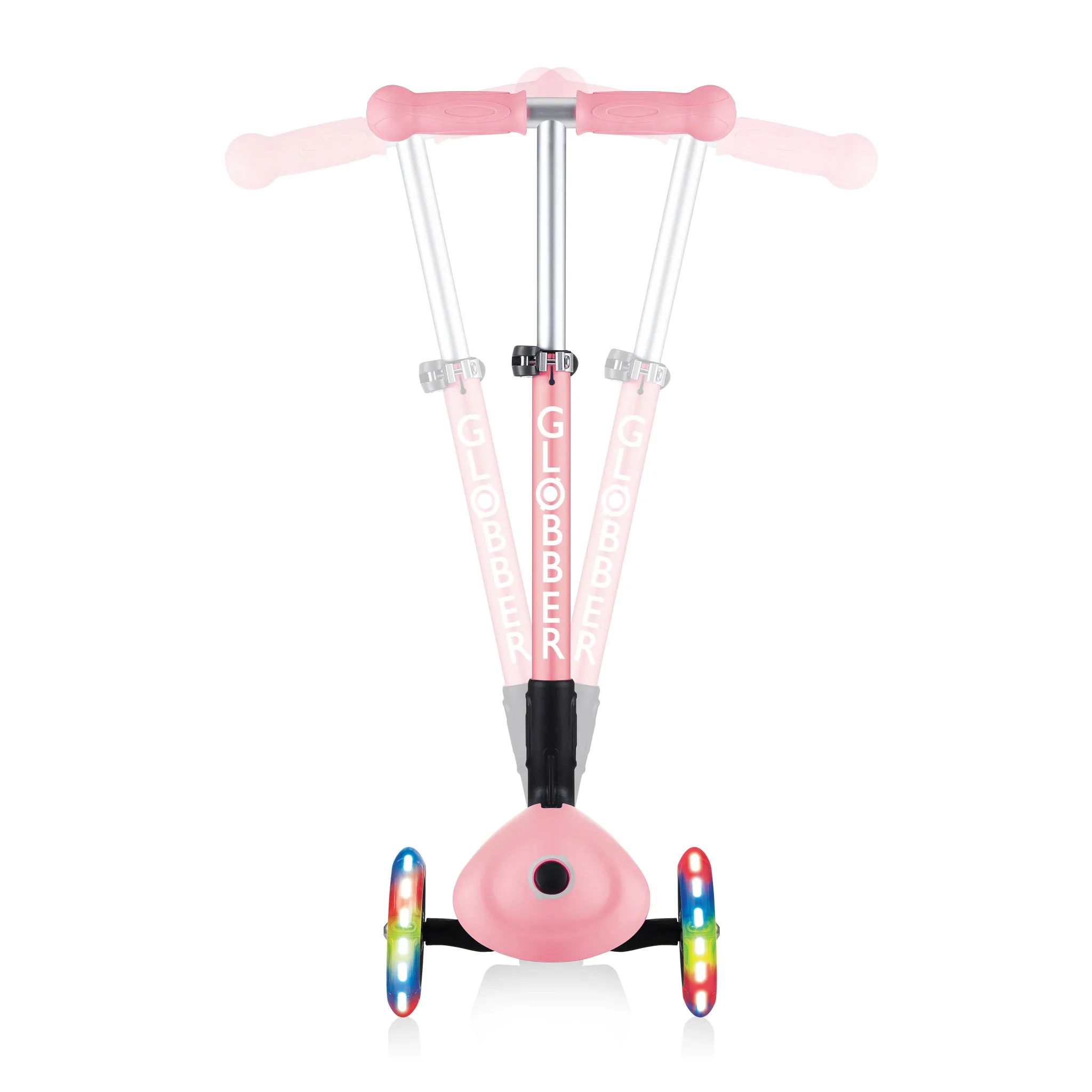 Globber Junior Foldable Fantasy Lights Scooter - Pastel Pink / Flowers (2y - 6y)