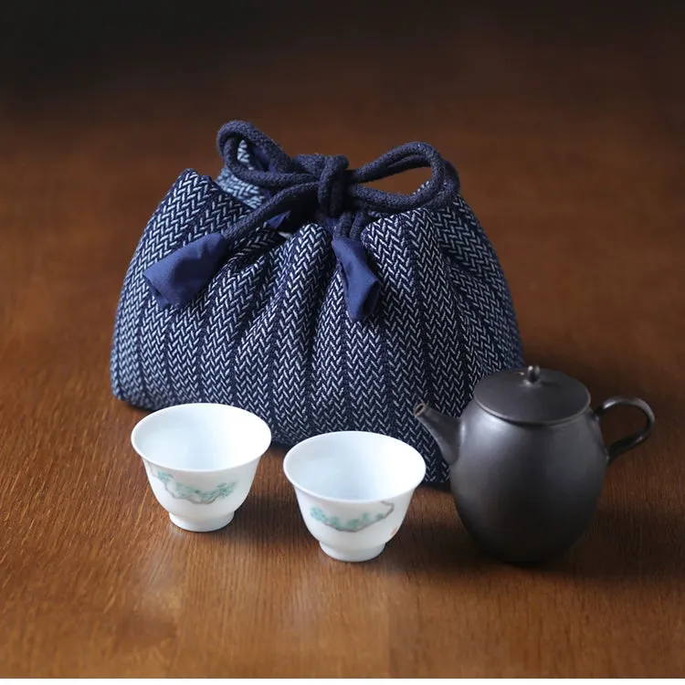 Gohobi Denim Medium Teaware Storage Travel Bag