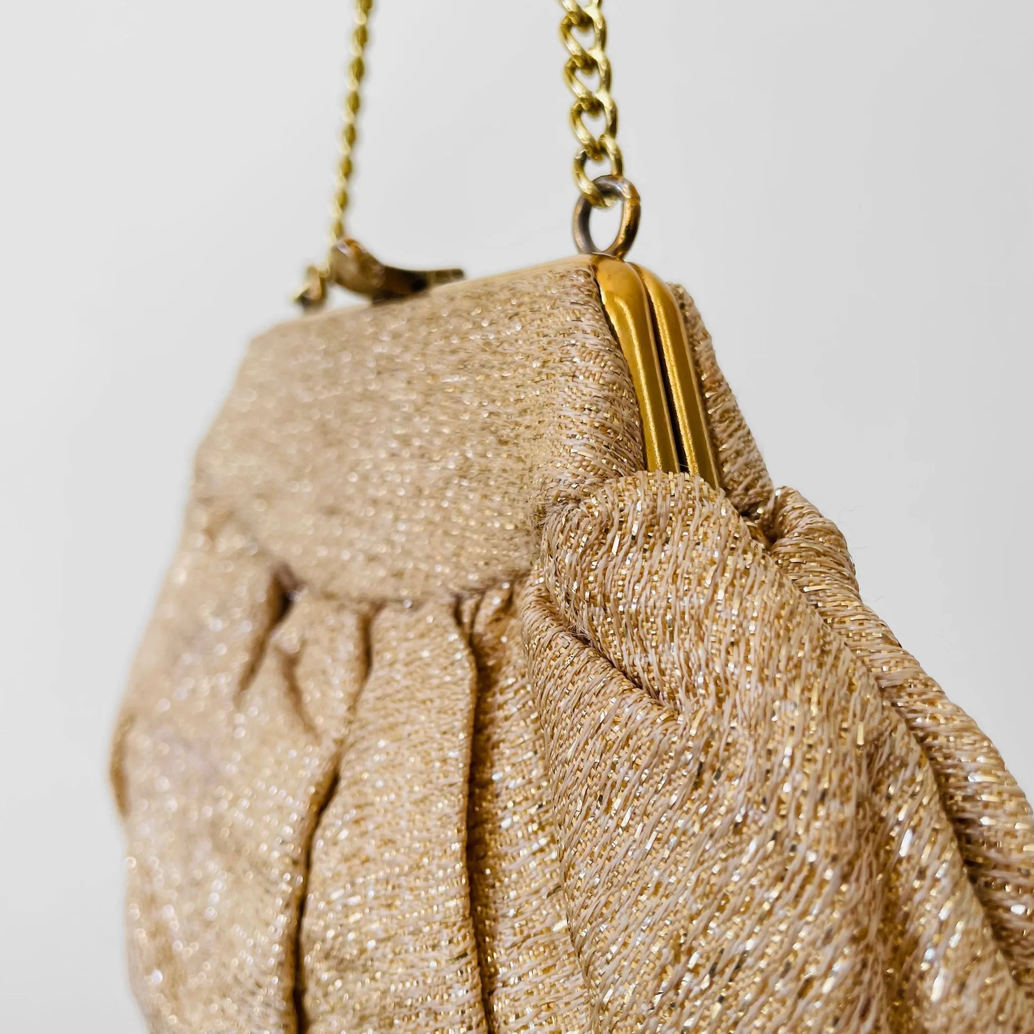 Golden Metallic Threaded Small Evening Purse