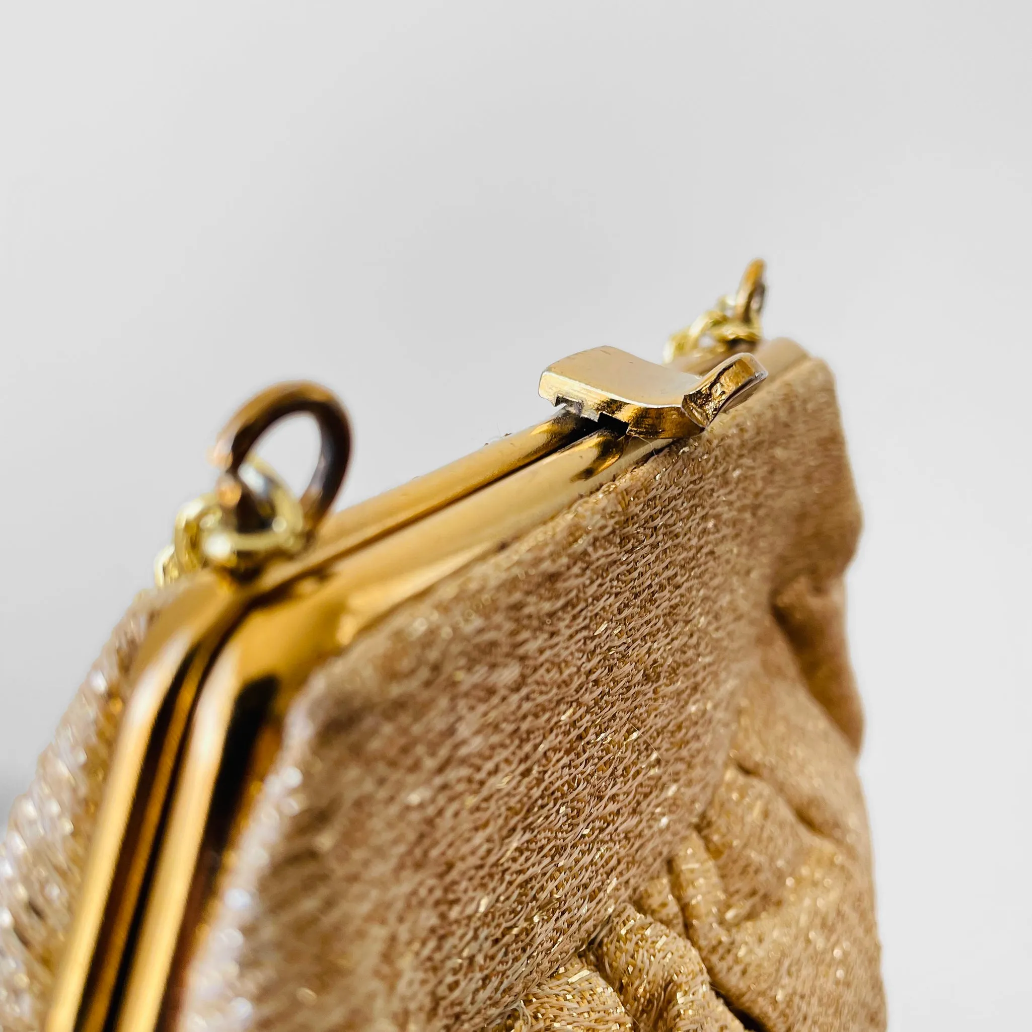 Golden Metallic Threaded Small Evening Purse