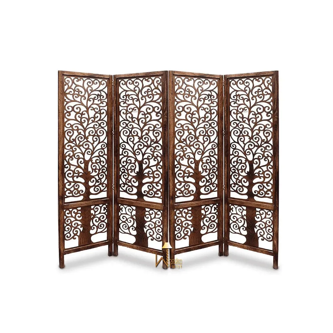 Handcrafted Brown Wooden Room Partition/Divider Screen