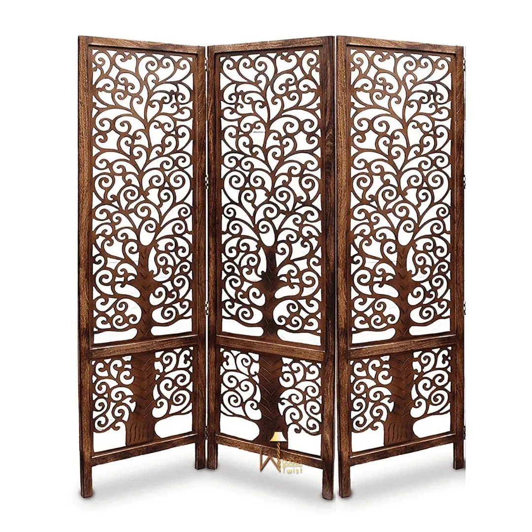 Handcrafted Brown Wooden Room Partition/Divider Screen