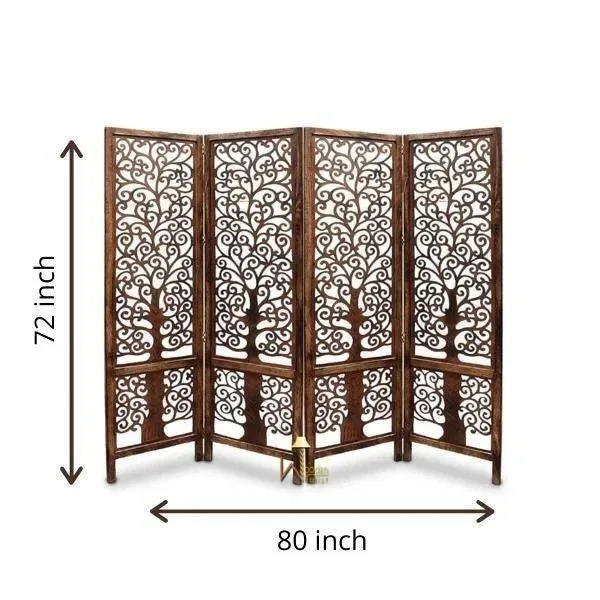 Handcrafted Brown Wooden Room Partition/Divider Screen