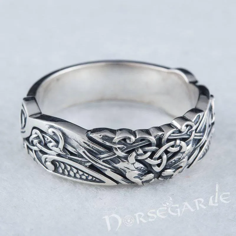 Handcrafted Druid Ornamental Band - Sterling Silver