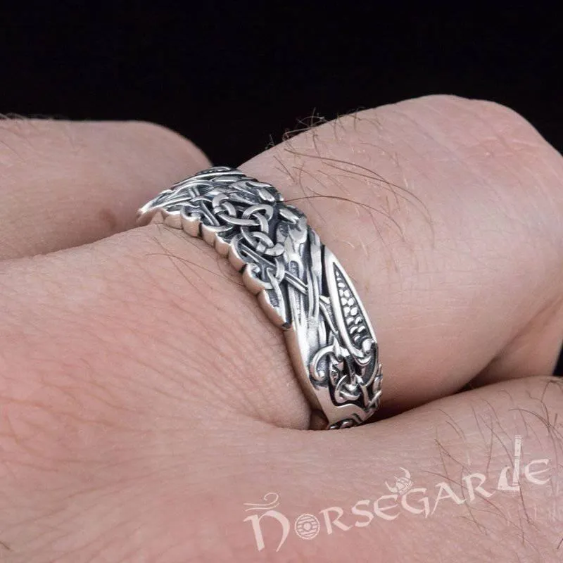 Handcrafted Druid Ornamental Band - Sterling Silver