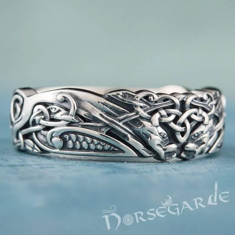 Handcrafted Druid Ornamental Band - Sterling Silver