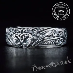 Handcrafted Druid Ornamental Band - Sterling Silver