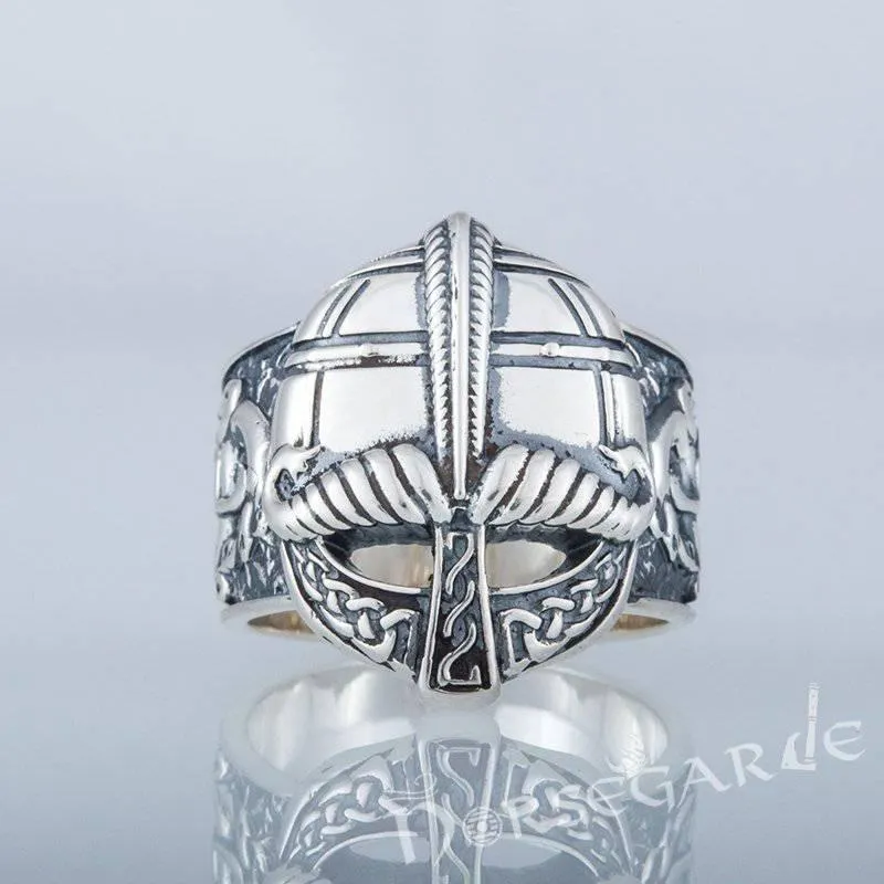 Handcrafted Ornamental Helm Ring - Sterling Silver