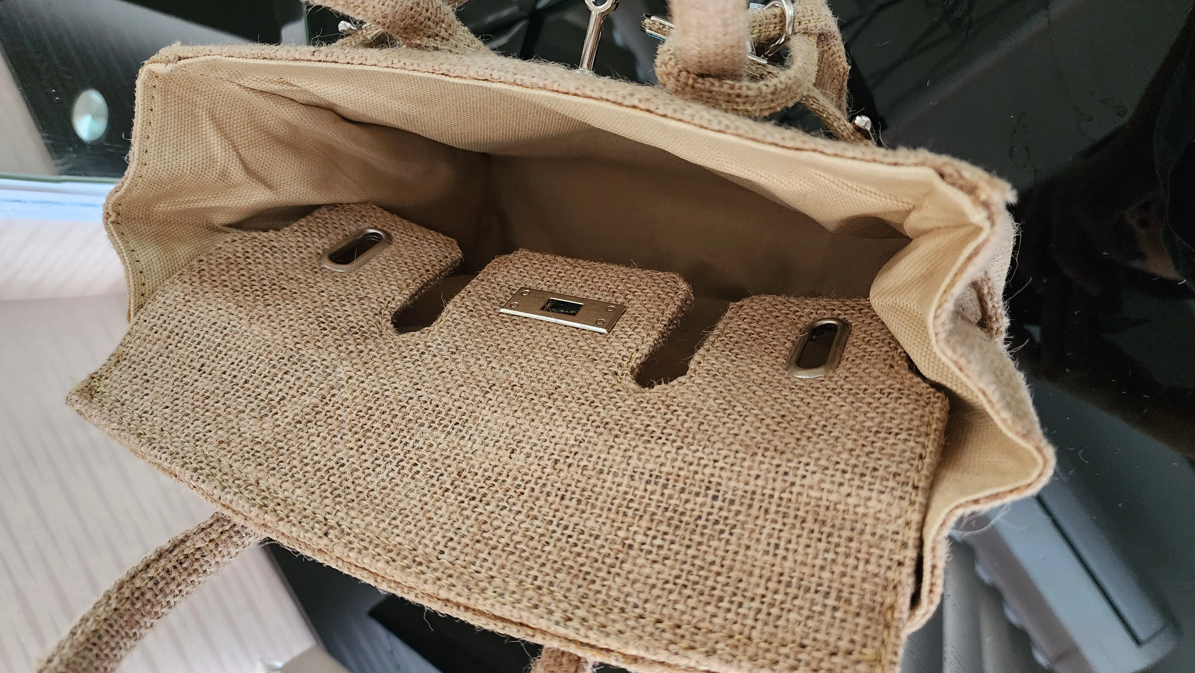 Handmade burlap / jute bag, Small size (25cm)