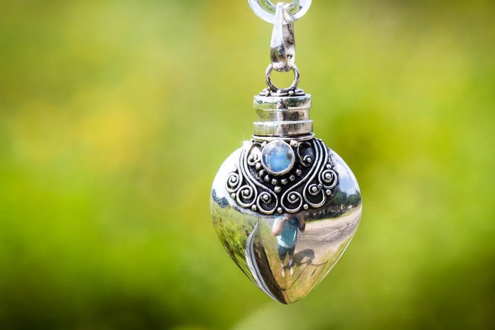 Handmade Glass Hot Air Balloon with Sterling Silver Keepsake Urn