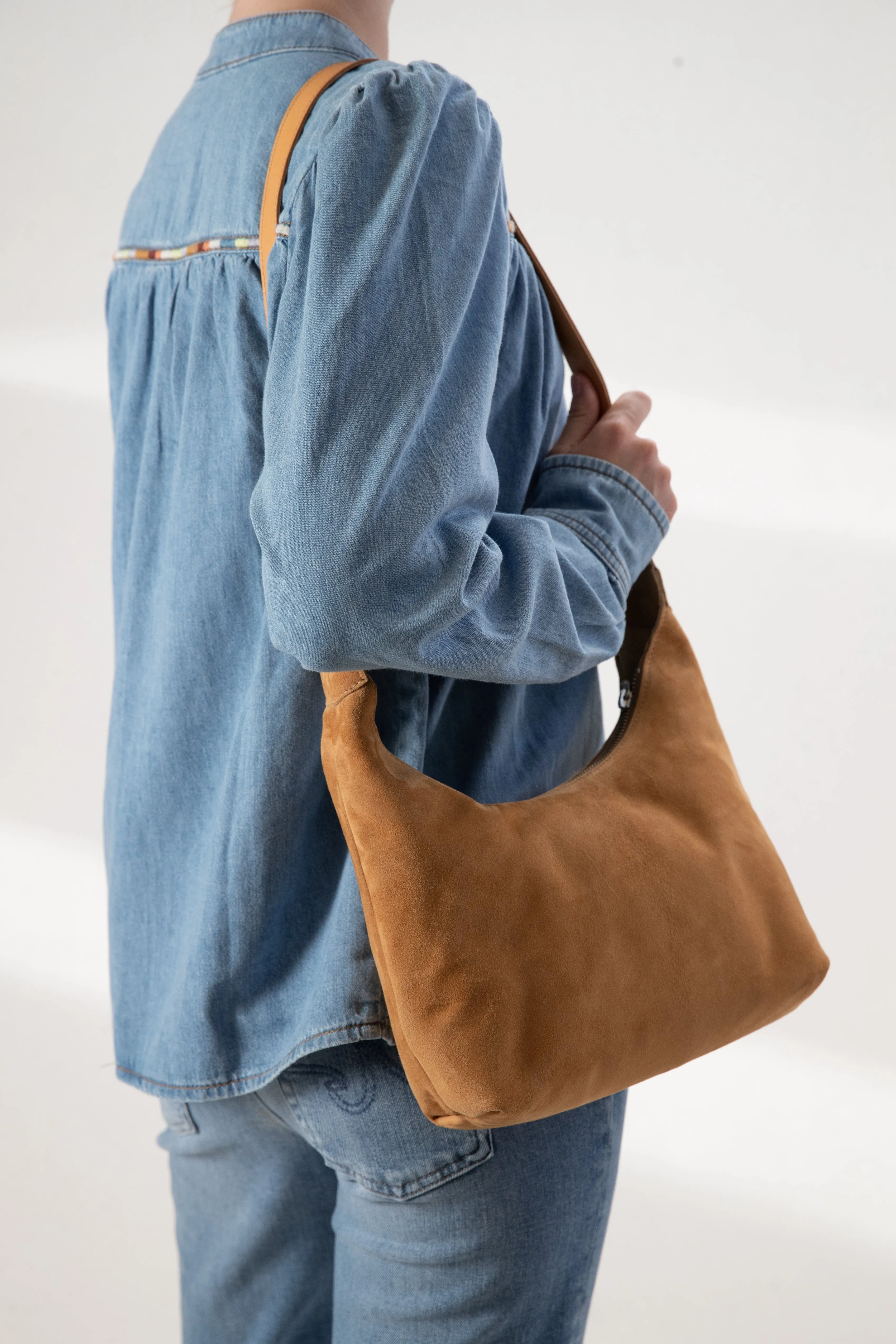 Harpers Emporium Shoulder Bag in Tan suede