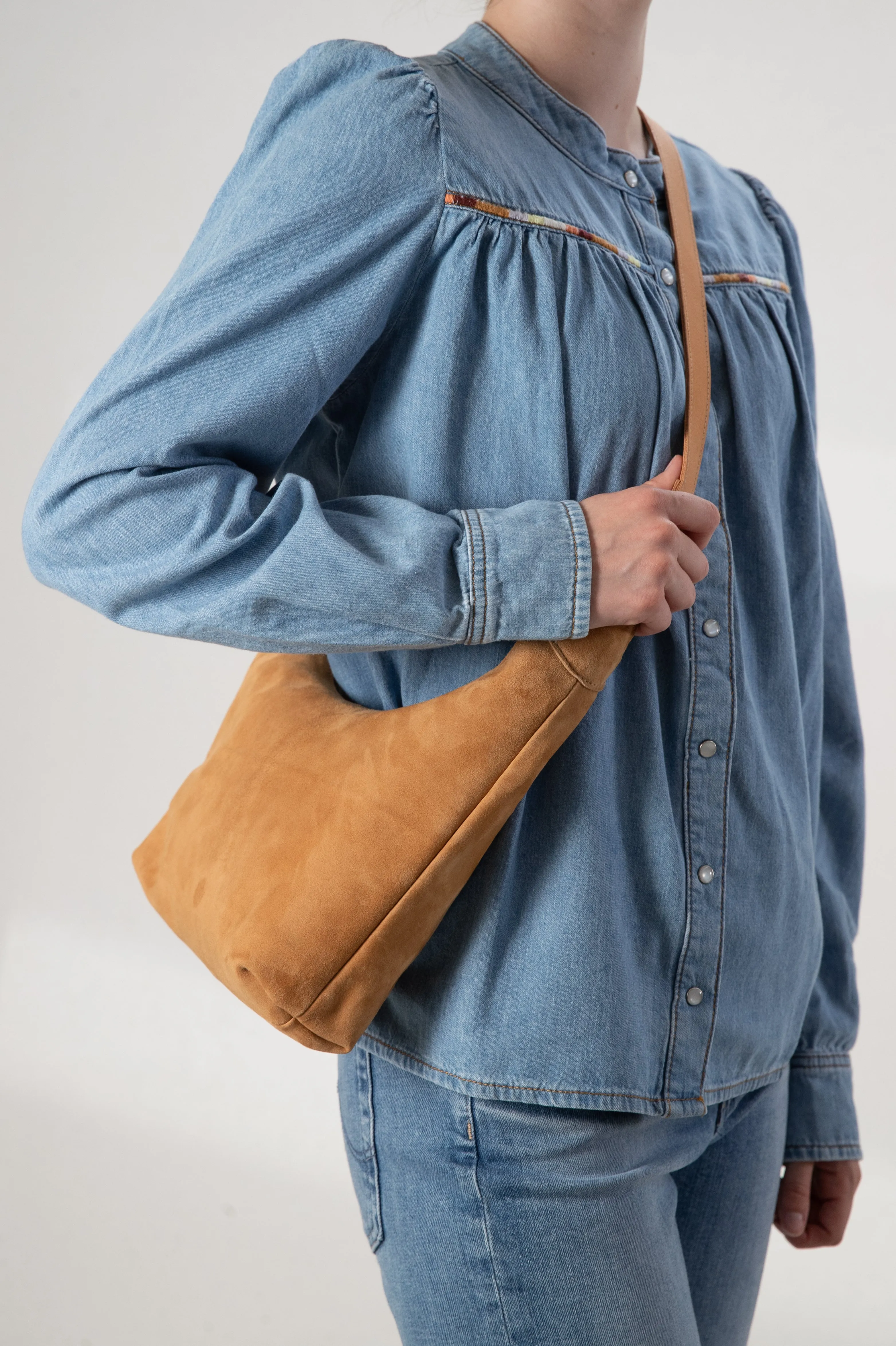 Harpers Emporium Shoulder Bag in Tan suede