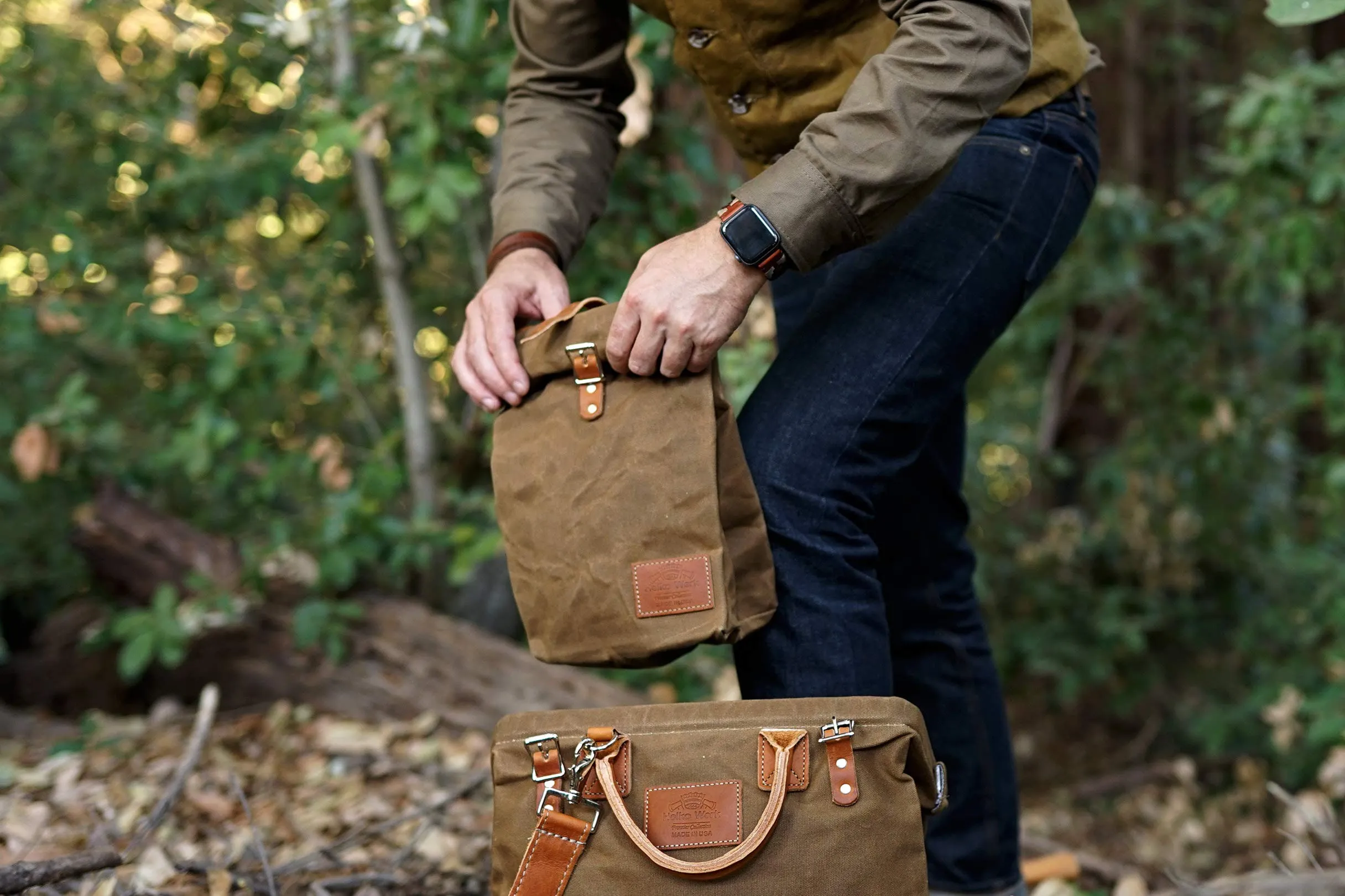 Helko Werk Germany: Heavy Duty Waxed Canvas Lunch Bag - Water-Resistant Design