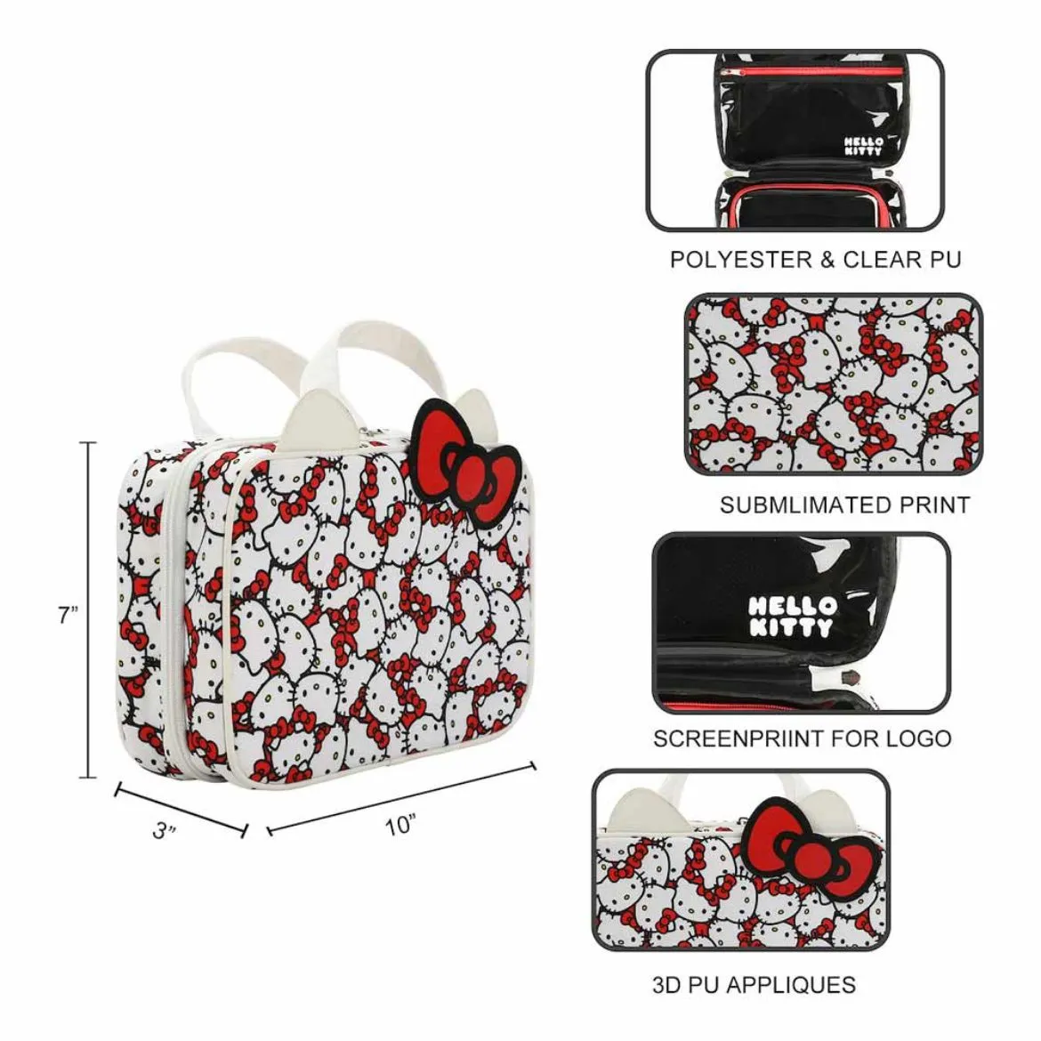 Hello Kitty All-Over Print Travel Toiletry Bag