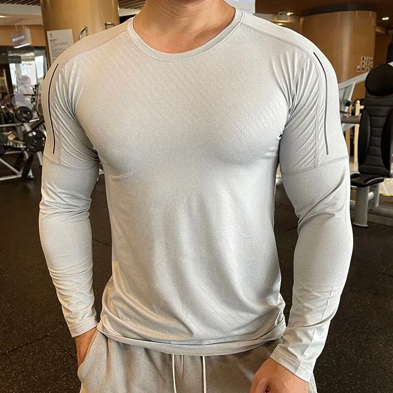 High Quality Running Shirt Tops Clothing Men Gym Sport Tshirt Quick Dry Compression Swearshirt Gym Fitness Breathable Sportswear