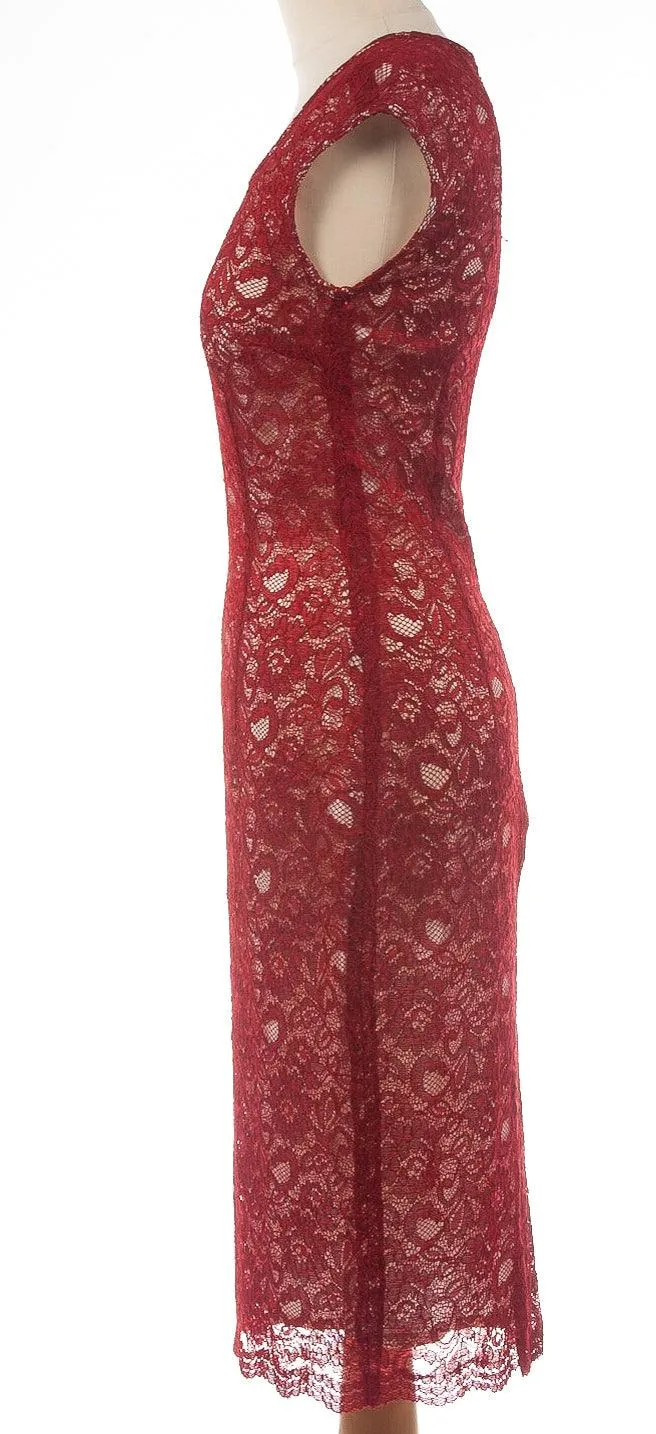 Jaeger Dress Red Lace over White Base UK Size10