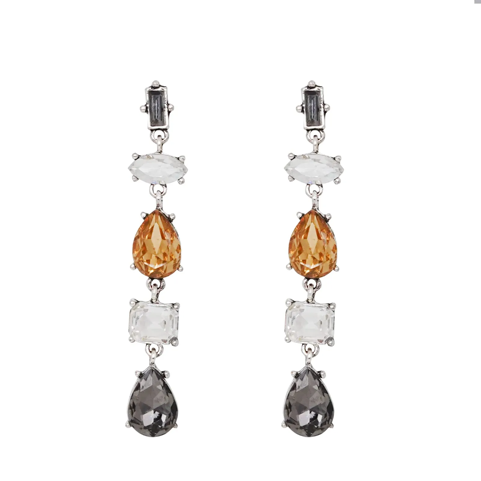 Joker & Witch Lucent Brown Crystal Drop Earrings for Women