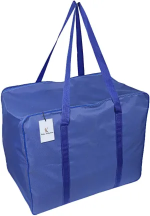 Kuber Industries CTKTC6601 Rexine Jumbo Underbed Moisture Proof Storage Bag with Zipper Closure and Handle (Royal Blue, 48 cm x 60 cm x 36 cm)