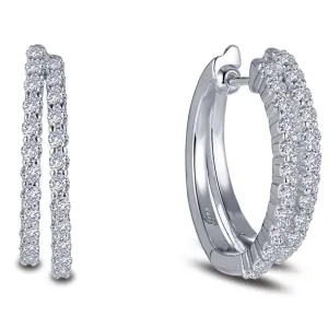 Lafonn Simulated Diamond Oval Shaped Double Hoop Earrings