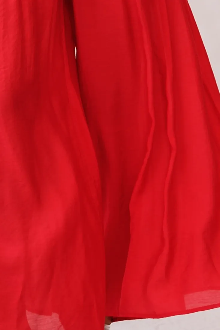 Laney Wide Leg Ruffle Detail Jumpsuit Red