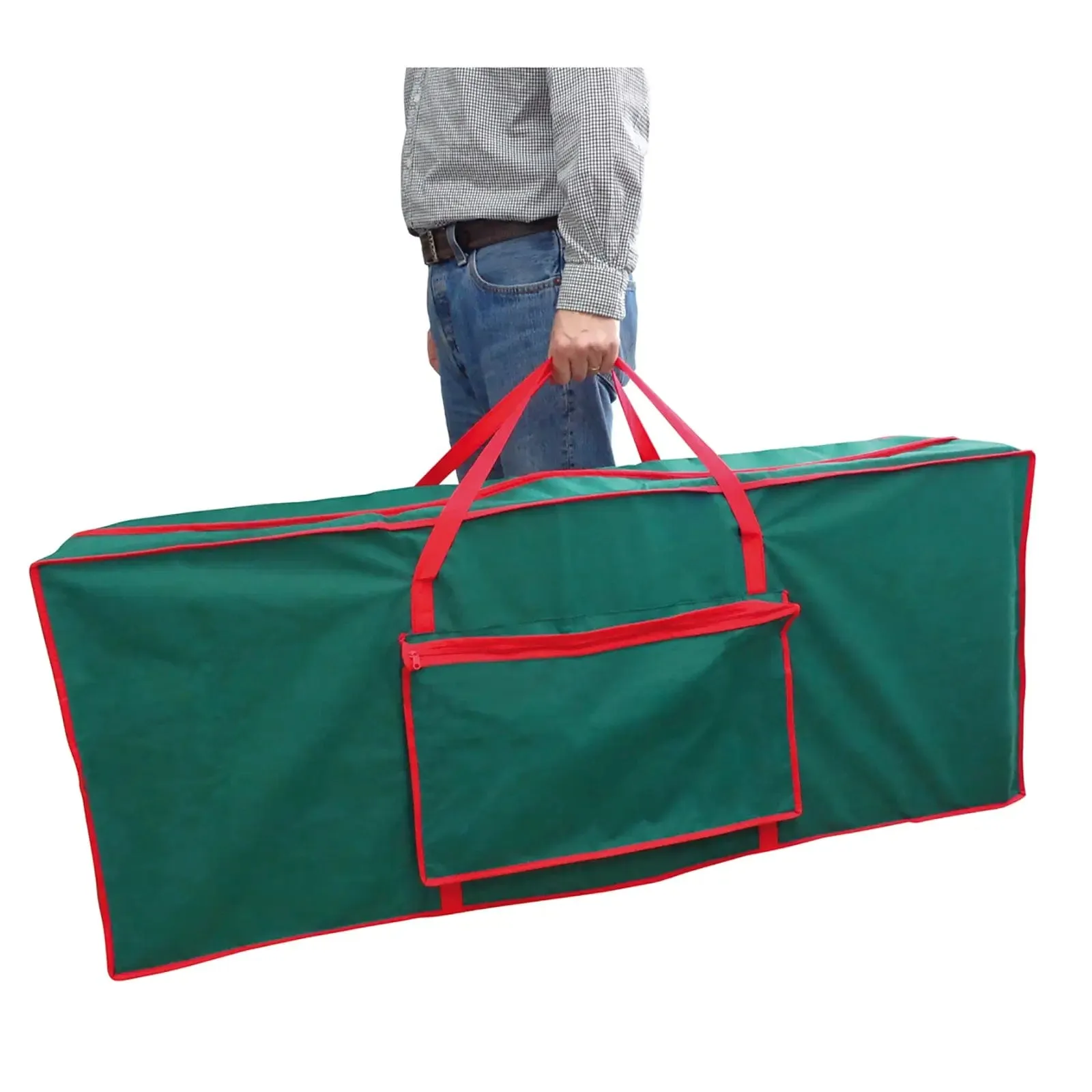 Large Christmas Tree Storage Bag With Side Pocket Green Red