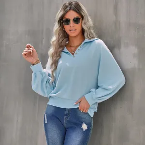 Long Sleeve Buttoned Sweatshirt