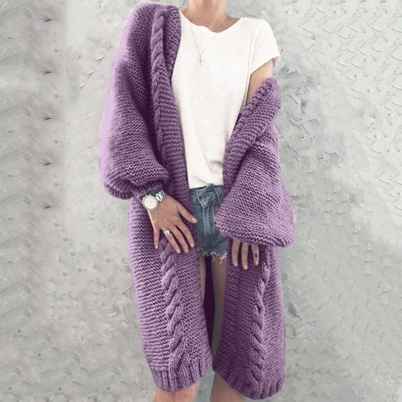 Loose Solid Color Long Sleeve Sweater Cardigan Coat